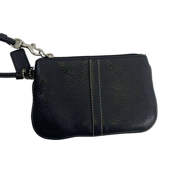 Coach Black Pebbled Leather Wristlet Zip Mini Small Bag Purse Wallet F42389 - Picture 5 of 11